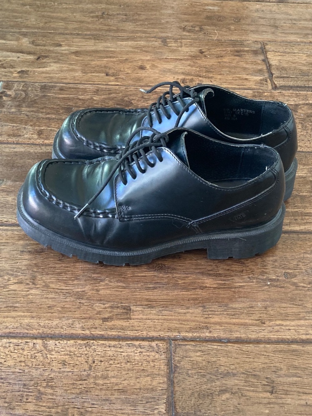 Vtg 90s Dr. Martens Black Leather Oxford Lace Up Loafers 8747 Lug Sole Sz 8